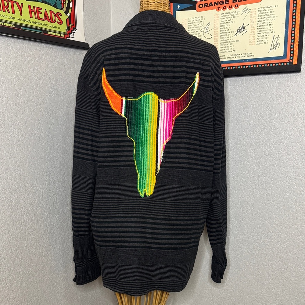 Men's Charcoal Striped Shirt Jacket